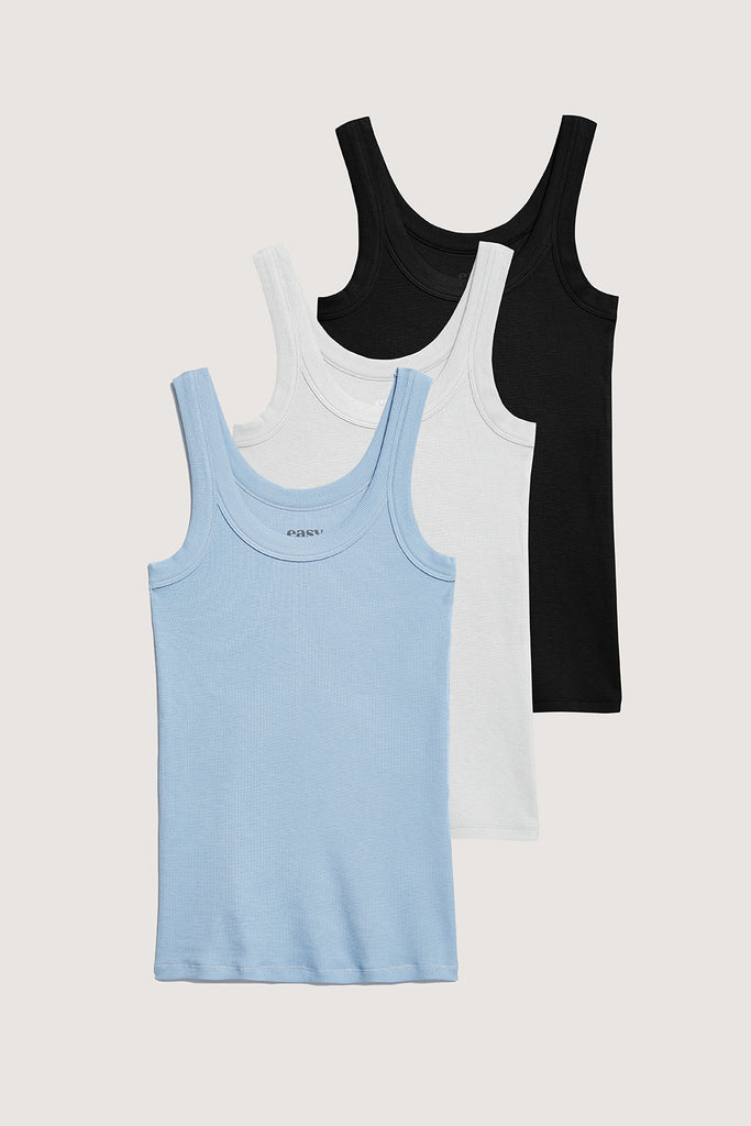 Women's Rib Fitted Racer Tank 3 Pack