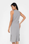 Relaxed Cotton Midi Dress Slate Grey