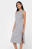 Relaxed Cotton Midi Dress Slate Grey