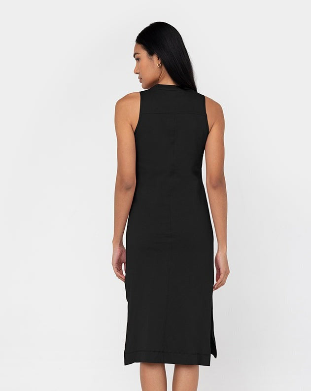 Relaxed Cotton Midi Dress Black