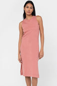 Relaxed Cotton Midi Dress Dusty Rose Pink