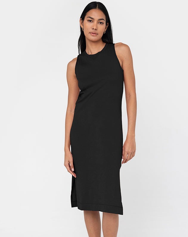 Relaxed Cotton Midi Dress Black