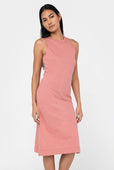 Relaxed Cotton Midi Dress Dusty Rose Pink