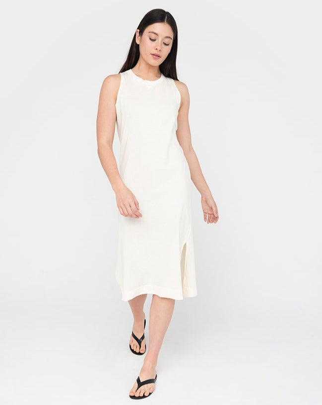 Relaxed Cotton Midi Dress White Vanilla