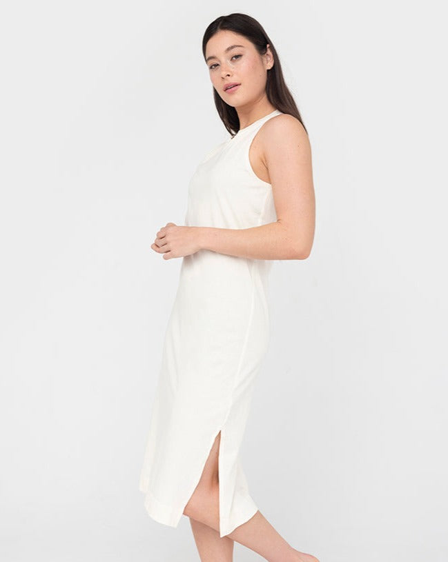 Relaxed Cotton Midi Dress White Vanilla