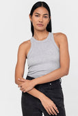 Easy Standard Rib Fitted Cotton Racer Tank Top Heather Grey 