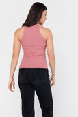 Easy Standard Rib Fitted Cotton Racer Tank Top Dusty Rose Pink