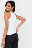 Easy Standard Rib Fitted Cotton Racer Tank Top White