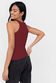 Easy Standard Rib Fitted Cotton Racer Tank Top Cherry Red