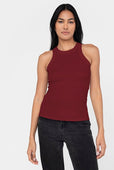 Easy Standard Rib Fitted Cotton Racer Tank Top Cherry Red