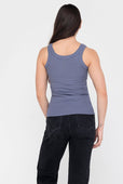 Rib Fitted Cotton Scoop Neck Tank Top Women's Slate Grey