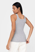 Rib Fitted Cotton Scoop Neck Tank Top Women's Heather Grey