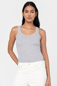 Rib Fitted Cotton Scoop Neck Tank Top Women's Heather Grey