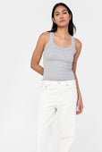 Rib Fitted Cotton Scoop Neck Tank Top Women's Heather Grey