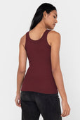 Rib Fitted Cotton Scoop Neck Tank Top Women's Red