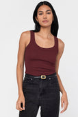 Rib Fitted Cotton Scoop Neck Tank Top Women's Cherry