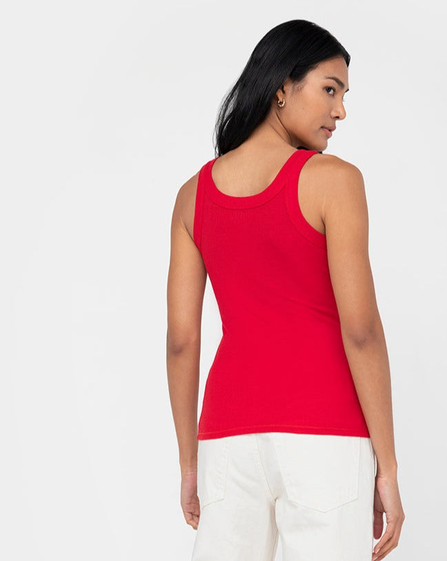 Rib Fitted Cotton Scoop Neck Tank Top Women&#39;s Scarlett