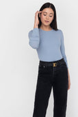 Rib Long Sleeve Women's T-shirt Blue Celeste