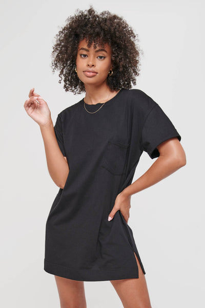 Women's Black Relaxed Fit T-Shirt Dress | EasyStandard