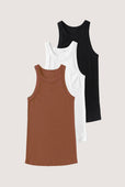 Rib Fitted Racer Tank Pack (Coffee Break)